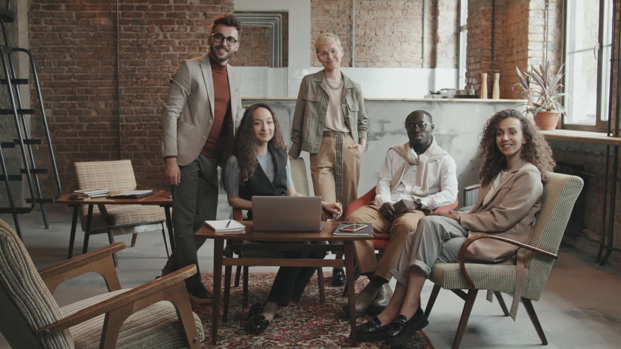 Cheerful Multi-Ethnic Team of Coworkers Posing for Camera