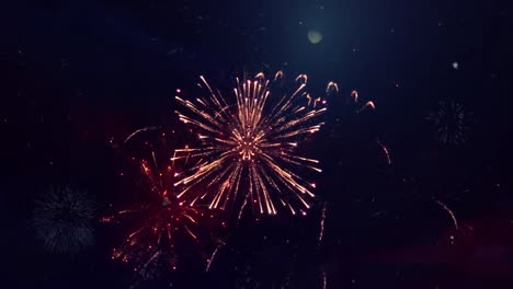 espectacular espectáculo de fuegos artificiales multicolor en la animación de bucle del cielo nocturno