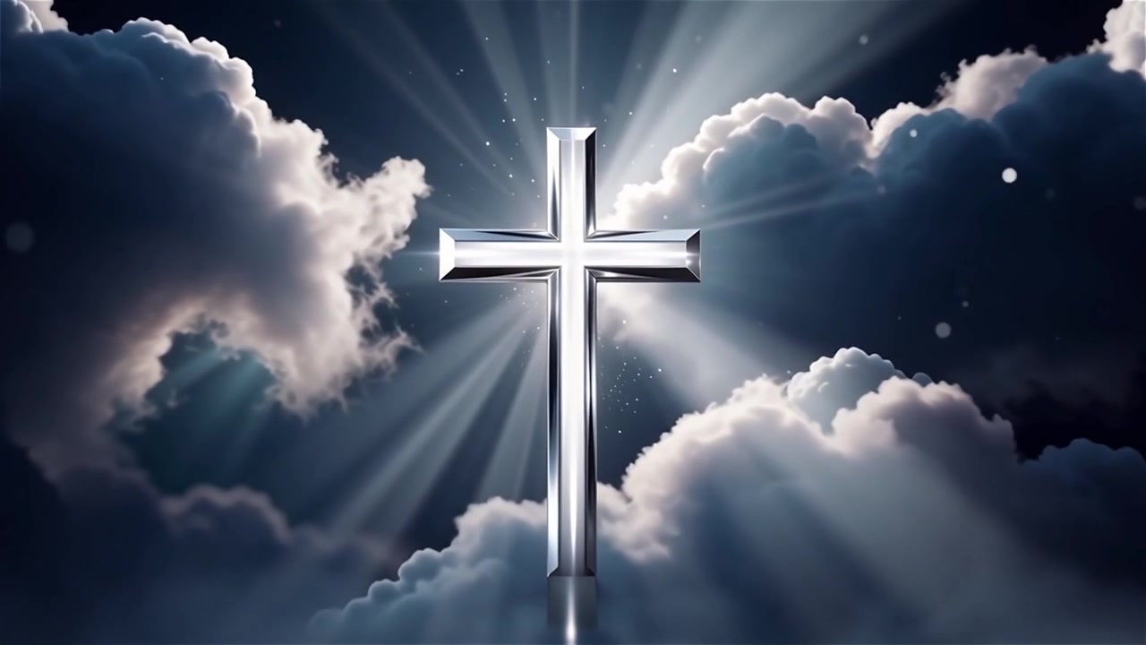 Christian Cross Heavenly Light Worship Background