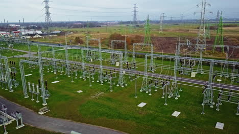 large field of electrical power converters and substations - aerial orbit