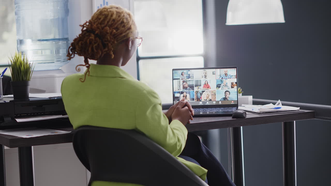 Woman in video call