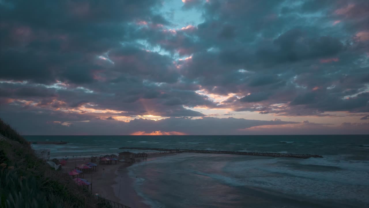 Tel Aviv beach sunset time lapse