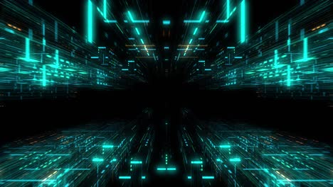 la inteligencia artificial y el aprendizaje automático abstract concept, cpu gpu núcleo de computación con flujos de información. máquina de computación de aprendizaje profundo de datos. bucle sin costuras, renderización 3d g