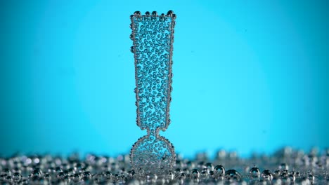 exclamation point underwater in bubbles of oxygen on blue background exclamation point underwater in bubbles of oxygen on blue background