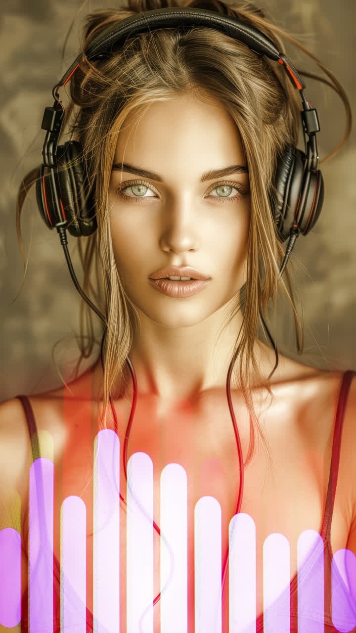 females with audio speakers and headphones made with AI