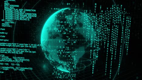 Animation-of-network-of-connections-and-data-processing-over-spinning-globe