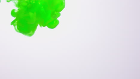 green paint or dye dropped into water against white background to create swirling colourful smoke background 7