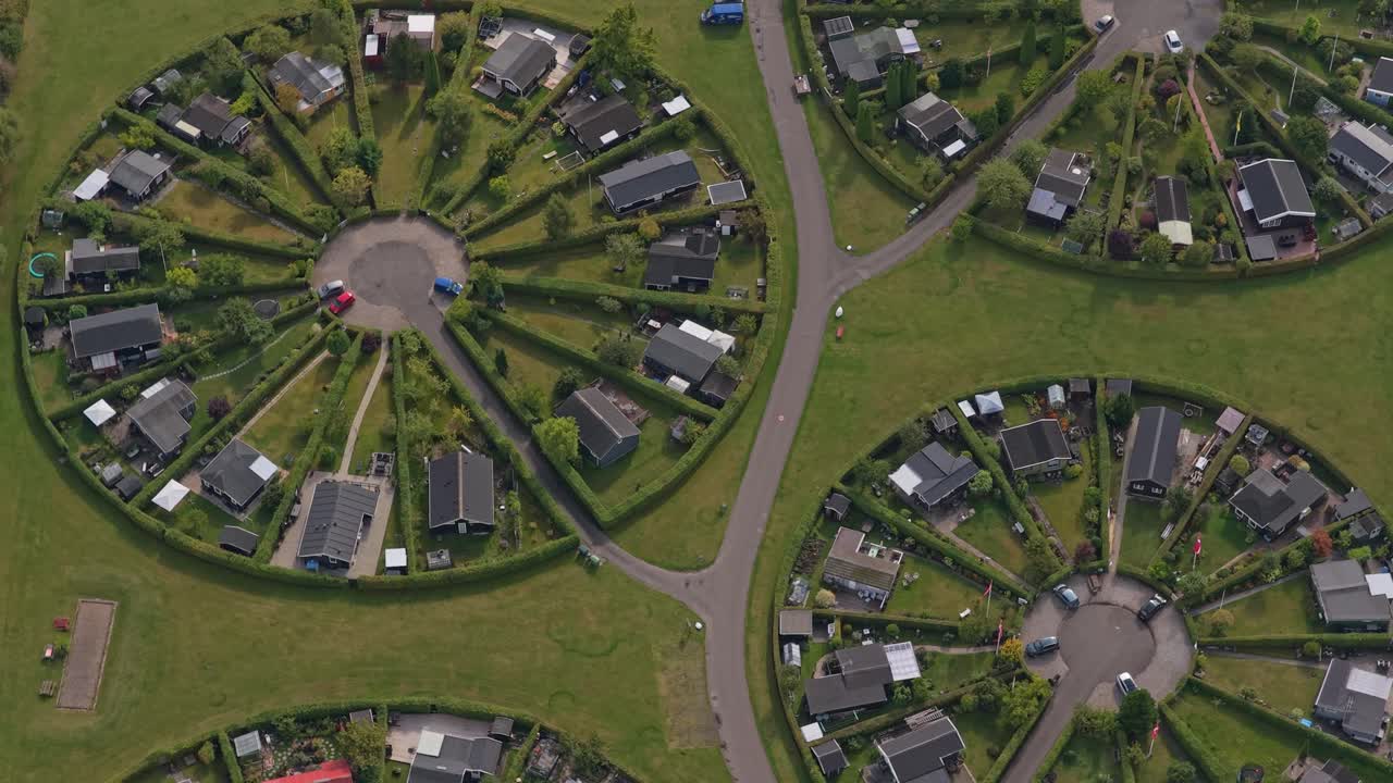 Drone panorama over Haveforeningen Harekaer, Denmark, garden community