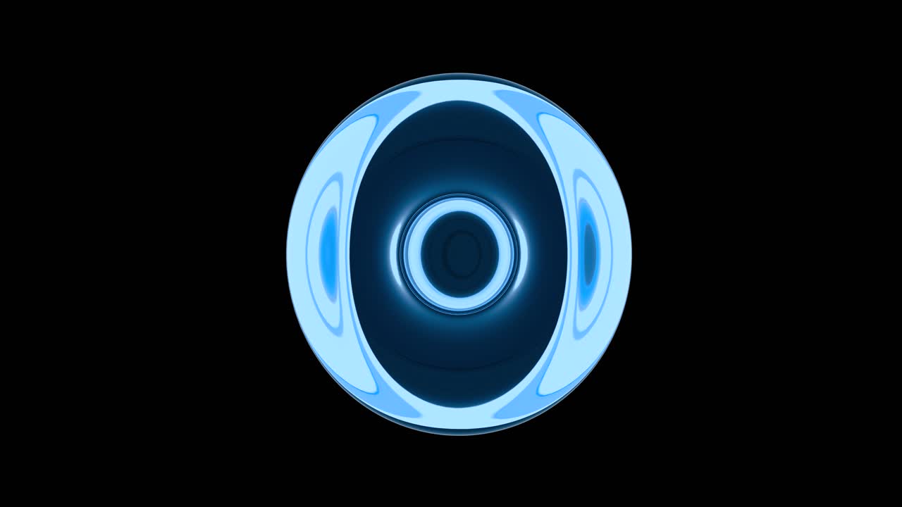 Abstract Glowing Blue Circle with Expanding Rings on Black Background