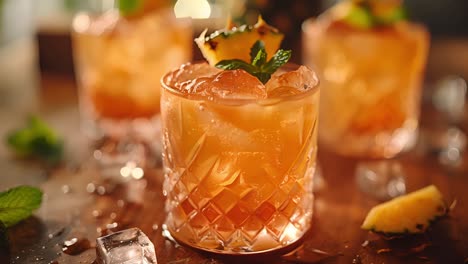refreshing cocktails with pineapple and mint
