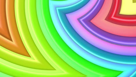 abstract 3d seamless bright background in 4k with rainbow tapes. rainbow multicolored stripes move cyclically in simple geometry cartoon creative style. looped smooth animation. 33