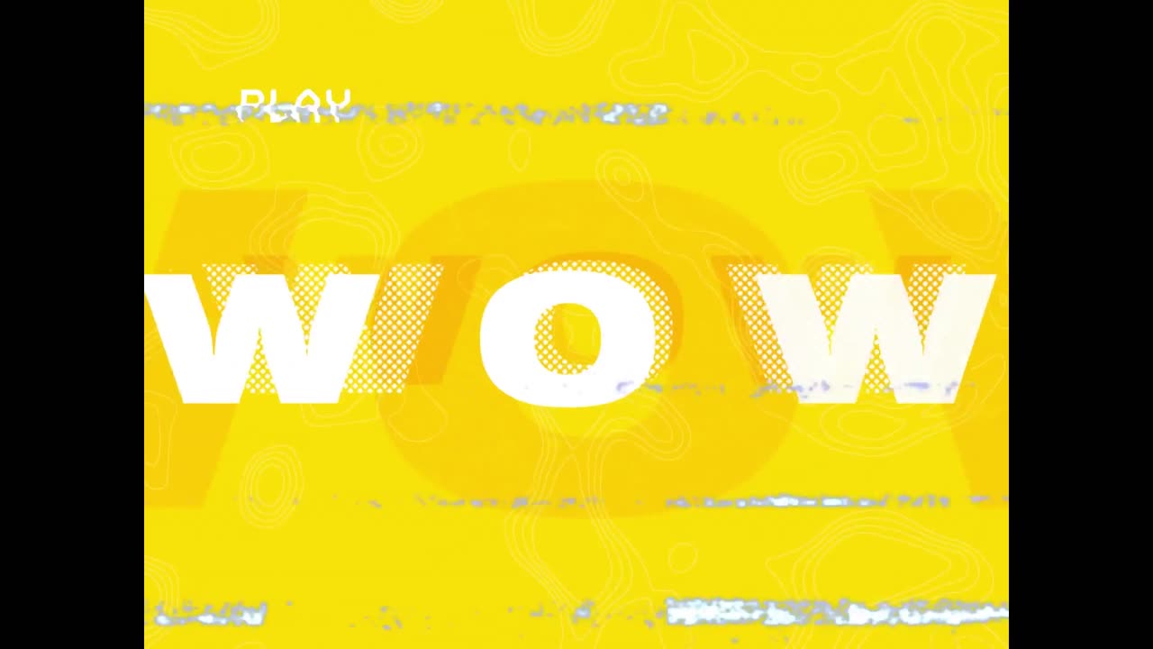 animación de múltiples textos blancos con fallo en el cambio de fondos con texto de reproducción en la pantalla