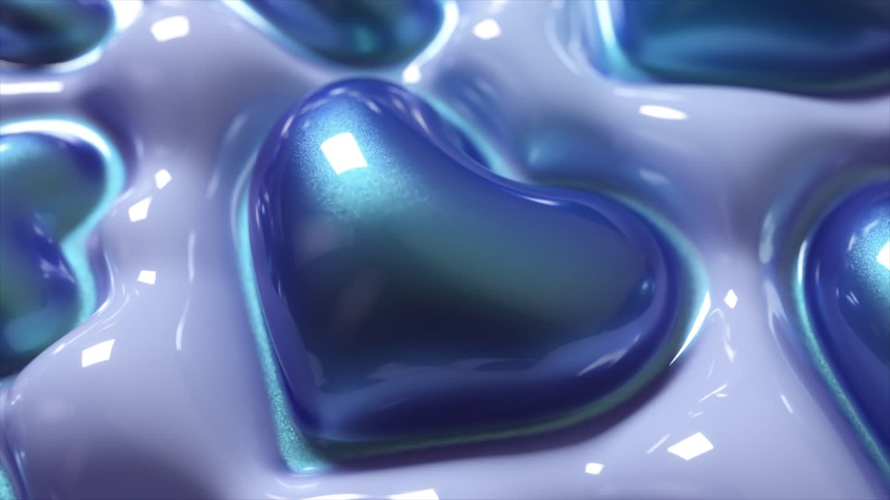 추상적인 이리데센트 블루 하트