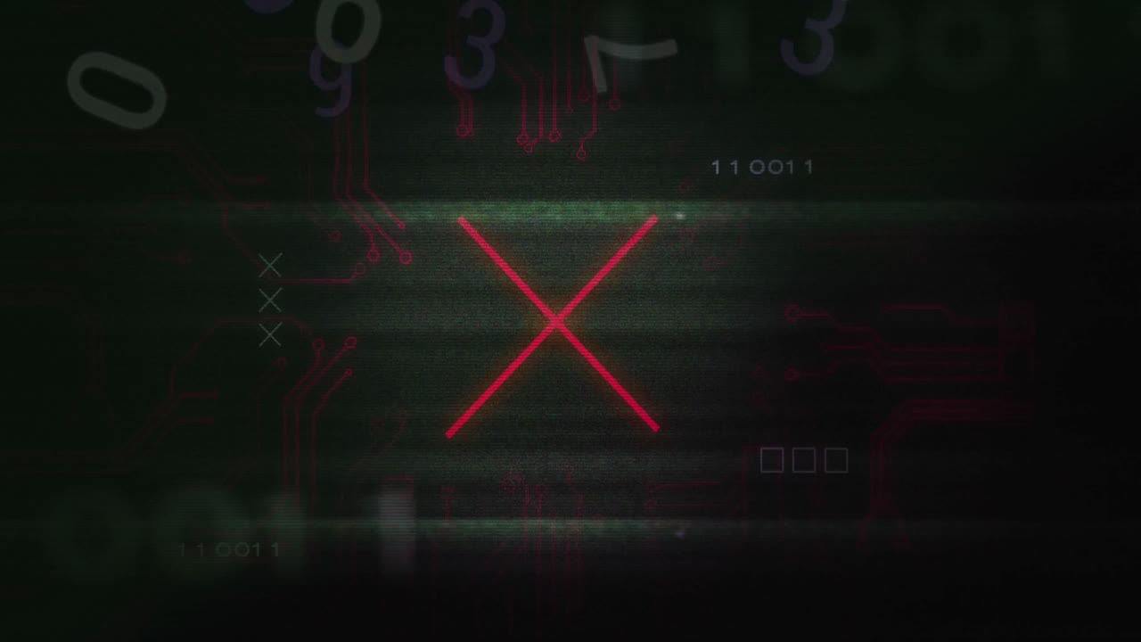 animación de números flotantes, técnica de fallo sobre el patrón de la placa de circuitos en el fondo.