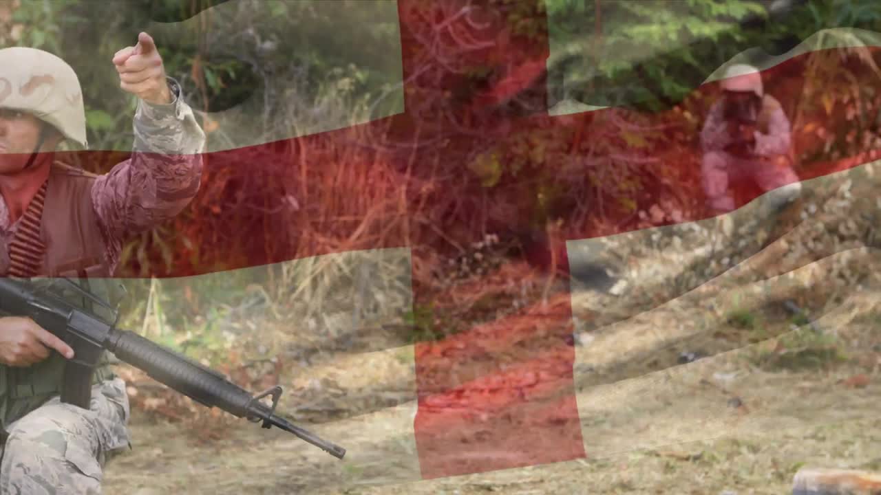 다양한 남성 군인 위에 영국  ⁇ 발의 애니메이션