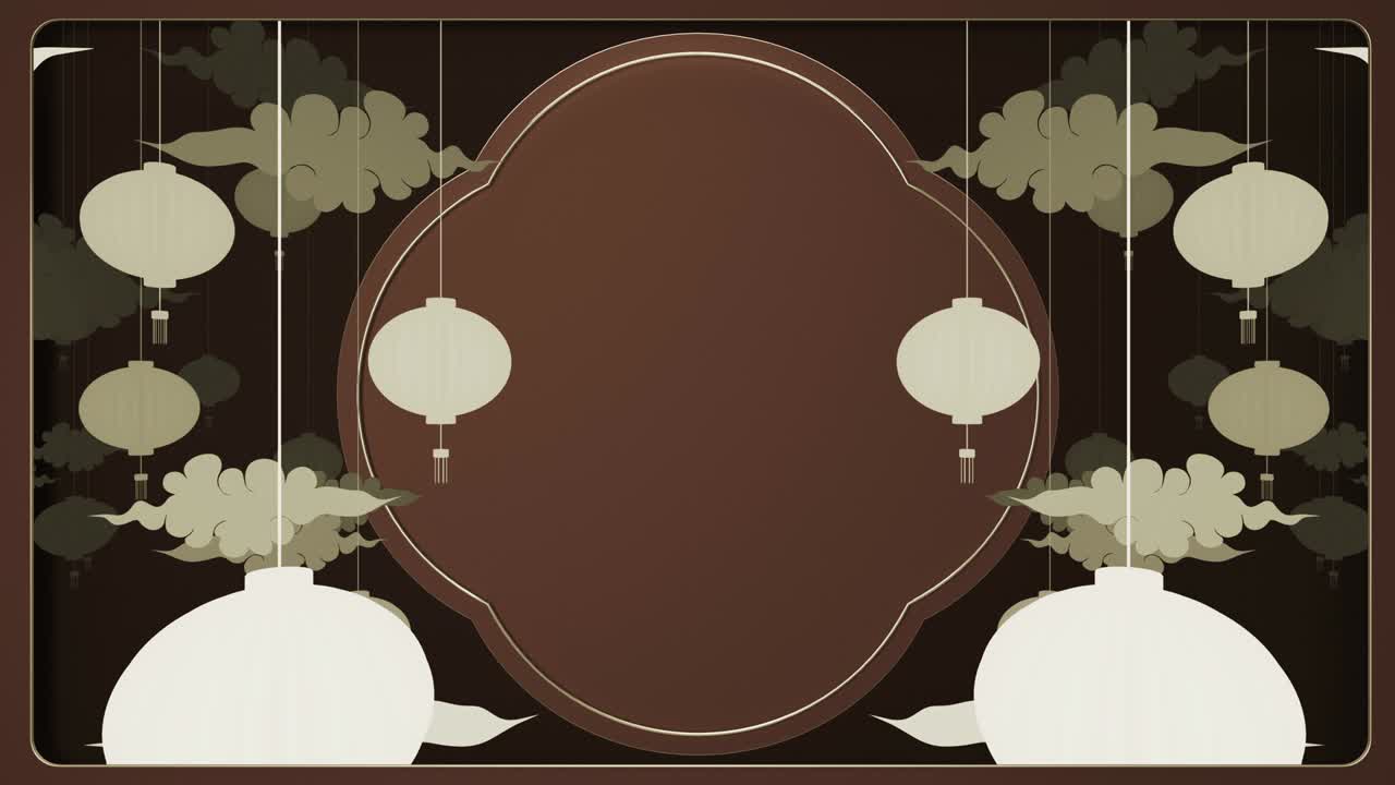 중국 신년, 아트 페이퍼로 잘라진 애니메이션 요소, 랜턴, 그리고 공예 스타일의 아시아 요소 - 애니메이션을 루프하는 것이 쉽다.