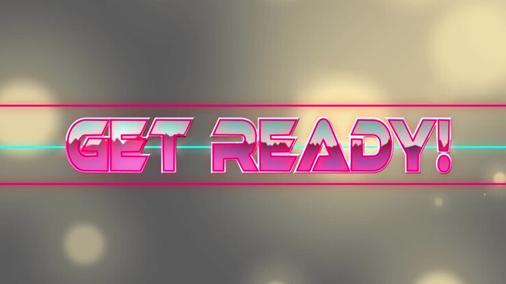 Animation of get ready text over spots of lights