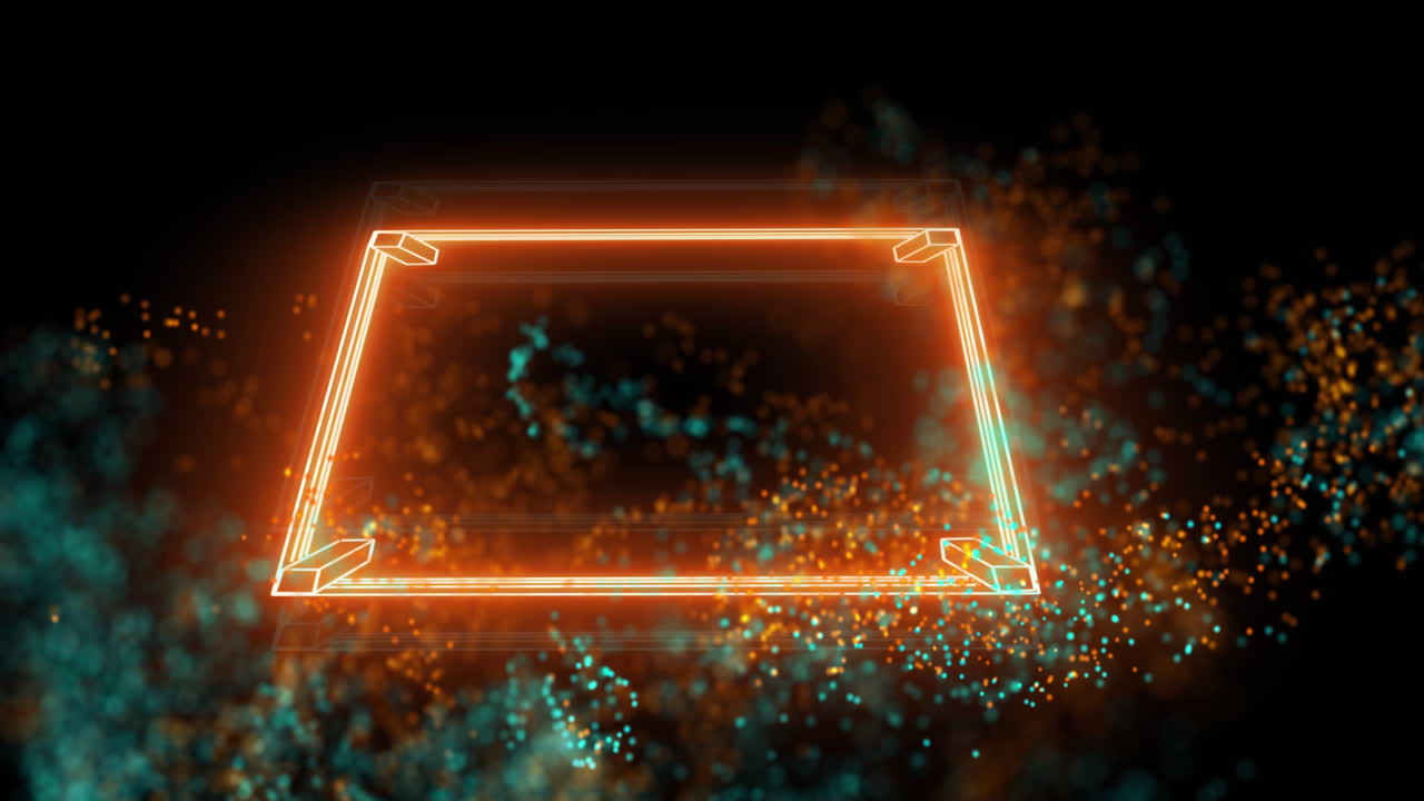 Animation of neon orange boxing ring and glowing particles