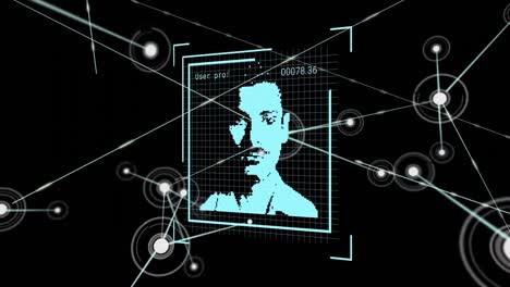 animación de la red de conexiones sobre las fotos de las personas escaneadas