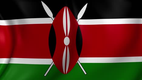 video animation of kenya flag, slow motion closeup waving in the wind.