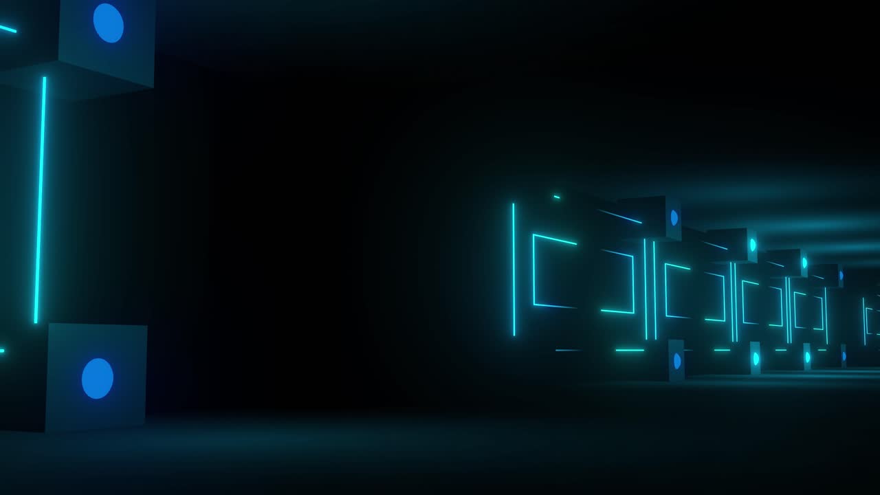 네온 빛나는 터널 복도