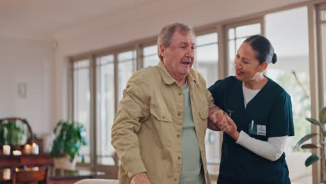 Hombre-Mayor,-Médico-Y-Mujer-En-El-Cuidado-De-Ancianos