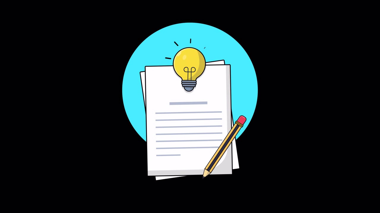 Animation i fladt design af et dokument med tekstlinjer