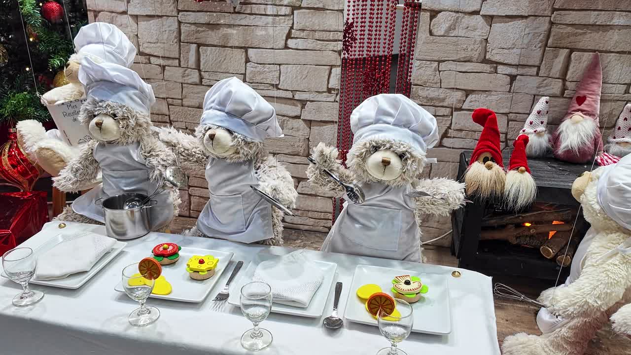 Automatic white teddy bears, Christmas decoration, toy store