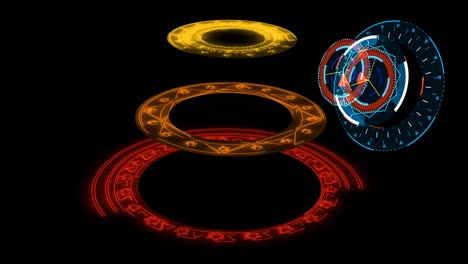 wizard dimension magic cycle fade 3d three color level moving and always rotate and digital radar scan analysis