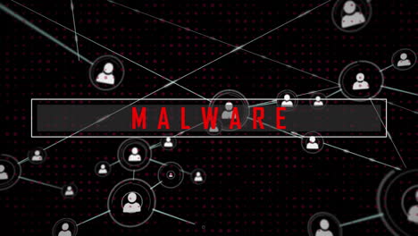 Animación-De-Texto-De-Malware-A-Través-De-Una-Red-De-Conexiones-Con-Iconos