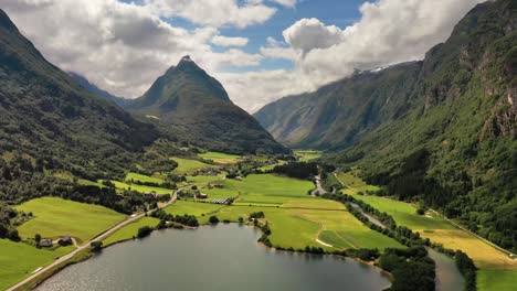 aerial footage beautiful nature norway.