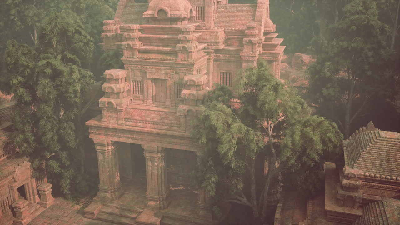 Ancient building amidst dense forest