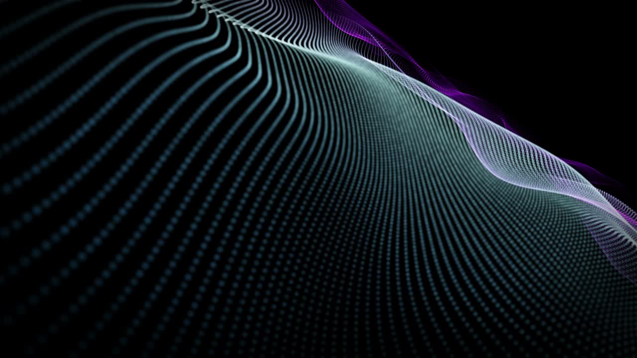 Futuristic animation with particle wave object in slow motion, 4096x2304 loop 4K