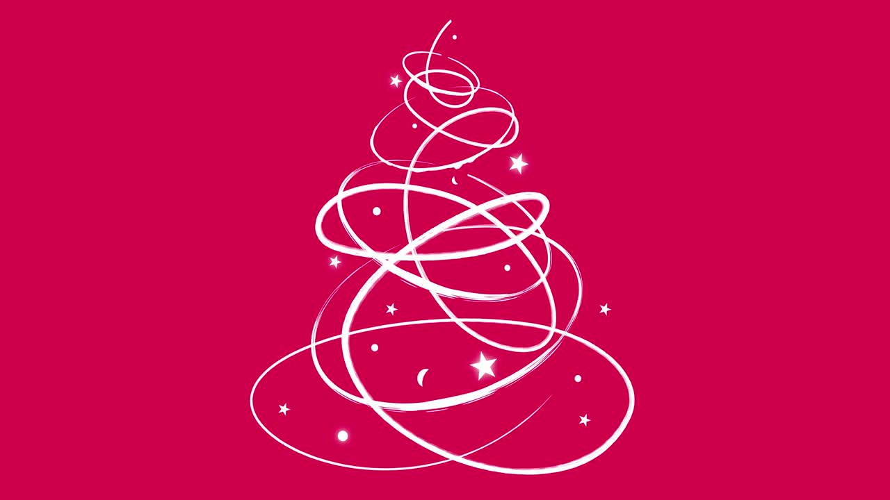 animación de árbol de navidad en fondo de clave de croma rosa