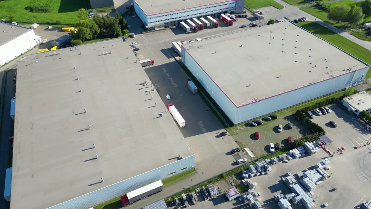 Warehouse storages or industrial factory or logistics center from above