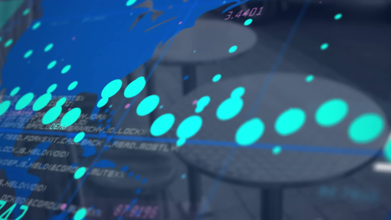 animación del procesamiento de datos financieros sobre el mapa del mundo