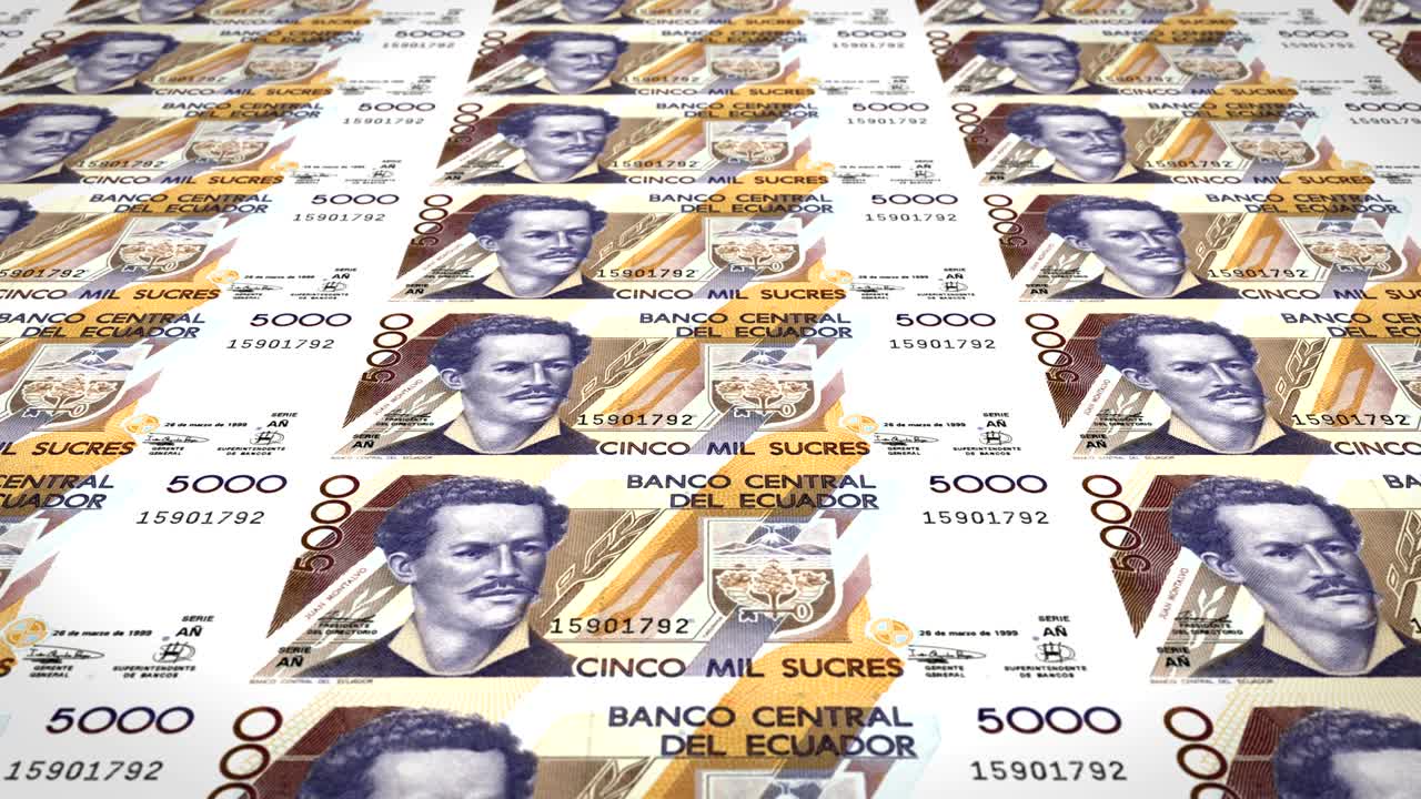 5천 에도르 수크루 (sucre) 지폐, 롤링, 현금, 루프