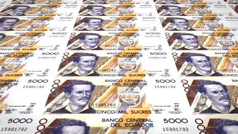 billetes de cinco mil sucre ecuatoriano de ecuador enrollado, dinero en efectivo, bucle