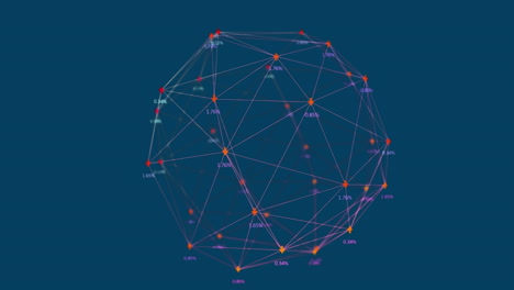 animación de flechas conectadas con líneas que forman un globo con números cambiantes sobre fondo azul