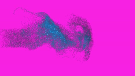 explosión de partículas abstractas en fondo magenta