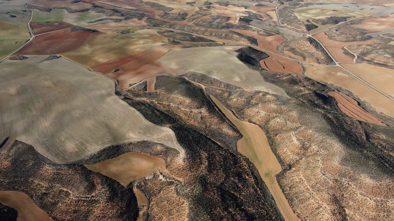 Aerial View of Agricultural Terraces and Hills