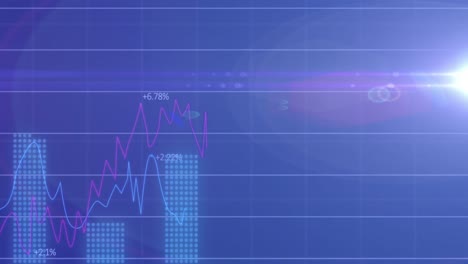 Animación-Del-Procesamiento-De-Datos-Con-Diagramas-Y-Puntos-De-Luz-Sobre-Fondo-Azul