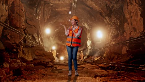 woman miner in tunnel