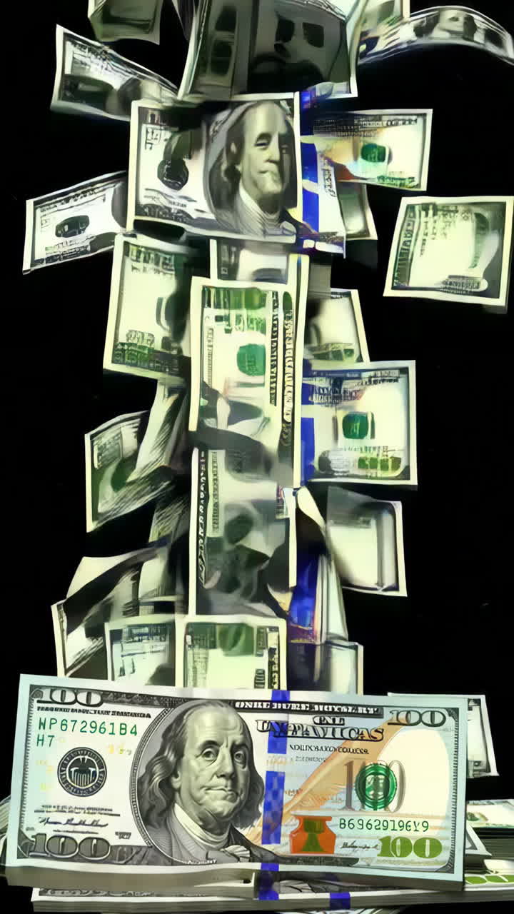 Falling Hundred Dollar Bills