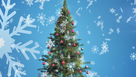 animation of falling snowflakes over christmas tree