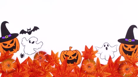 happy halloween stop motion with halloween details appear on white theme
