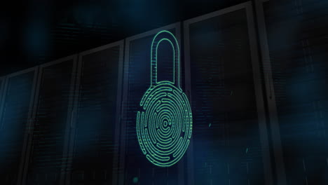 security padlock icon against multiple servers