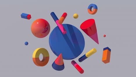 colorful bright geometric shapes. abstract animation, 3d render.