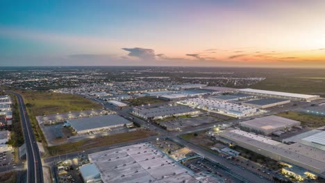 mexico industry: drone hyperlapse over large industrial zone in reynosa