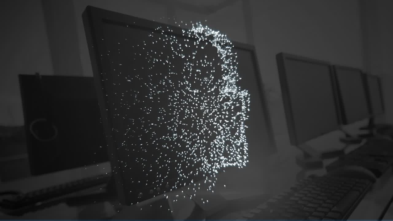 Animazione di un lucchetto digitale su computer in ufficio